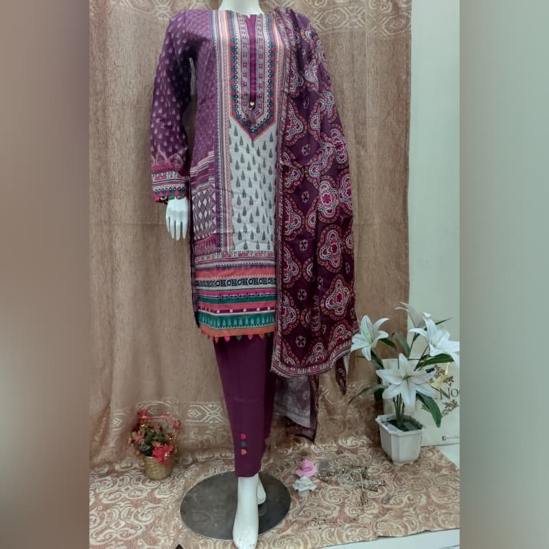 Sadabahar Printed Khaddar 3 piece P006