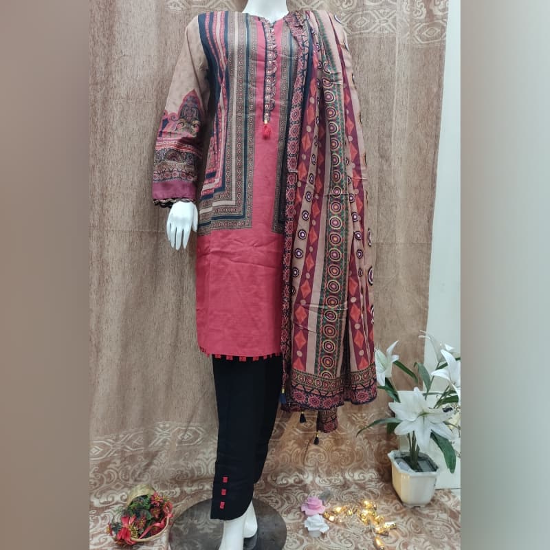 Sadabahar printed khaddar 3 piece P003