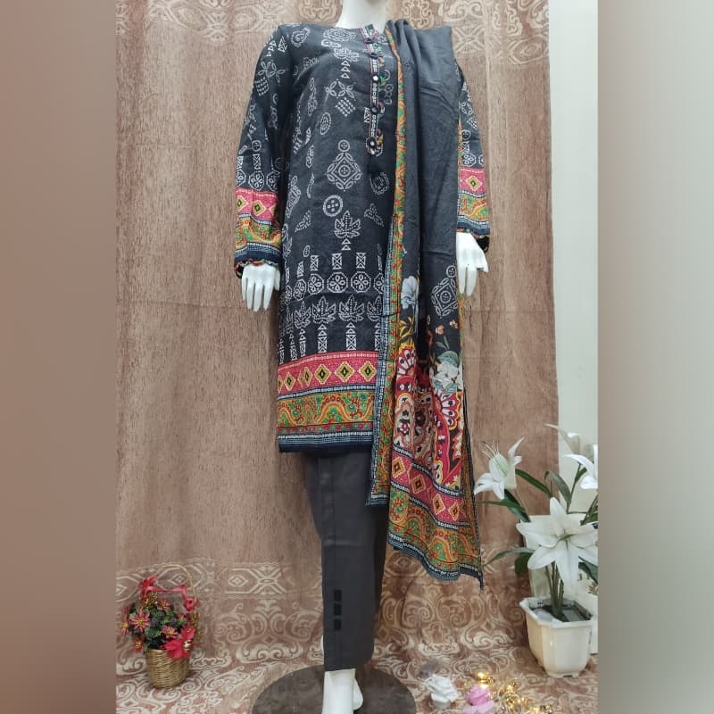 Sadabahar printed Khaddar 3 piece P002